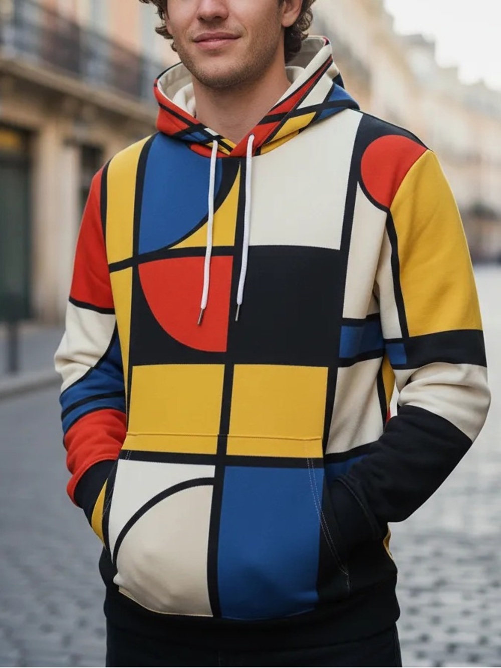 BILLABONG ZIP JACKET!  Geometric Colorblock Hoodie - Yellow Blue Red! L